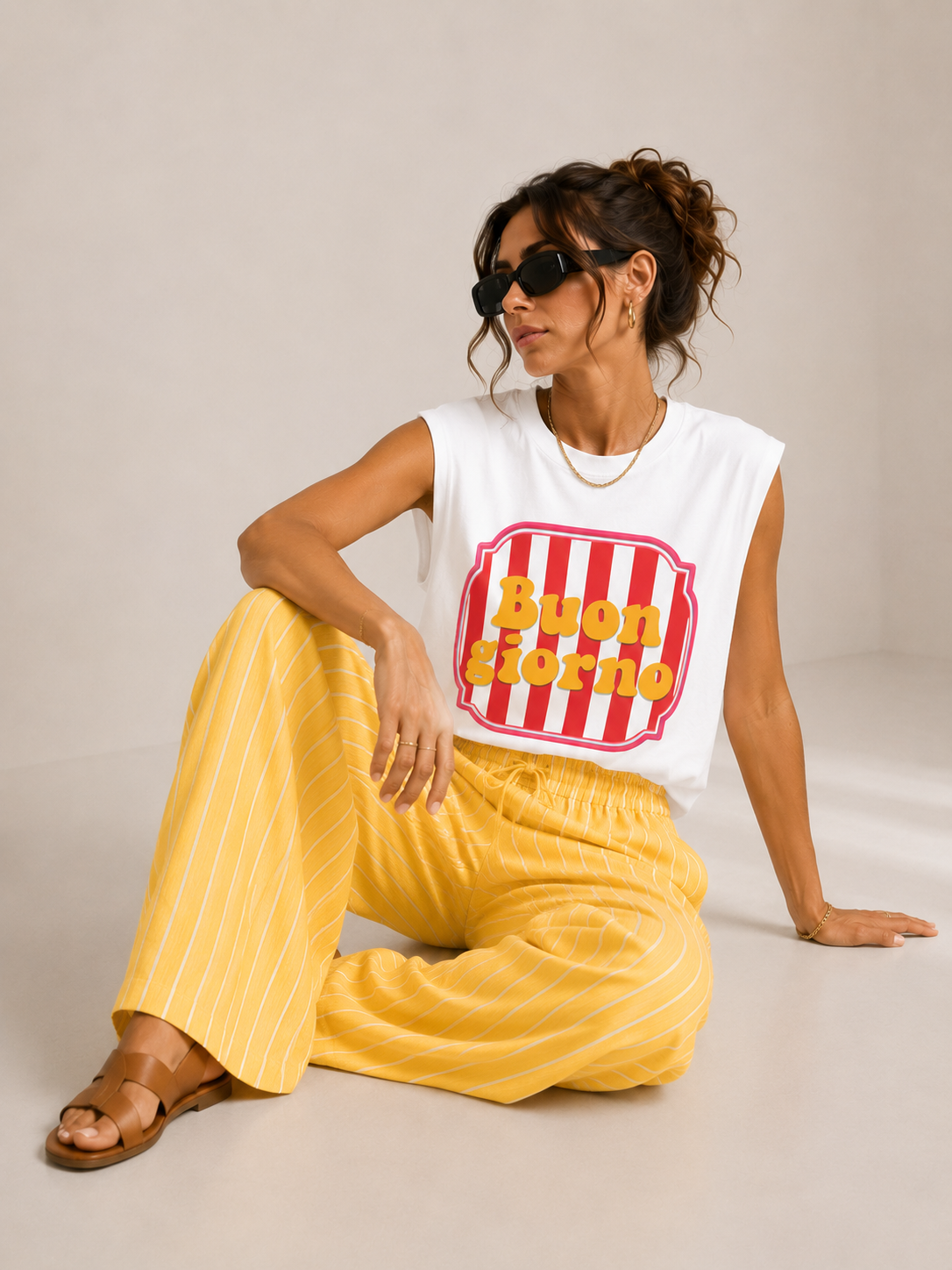 T-shirt sans manches "buongiorno"