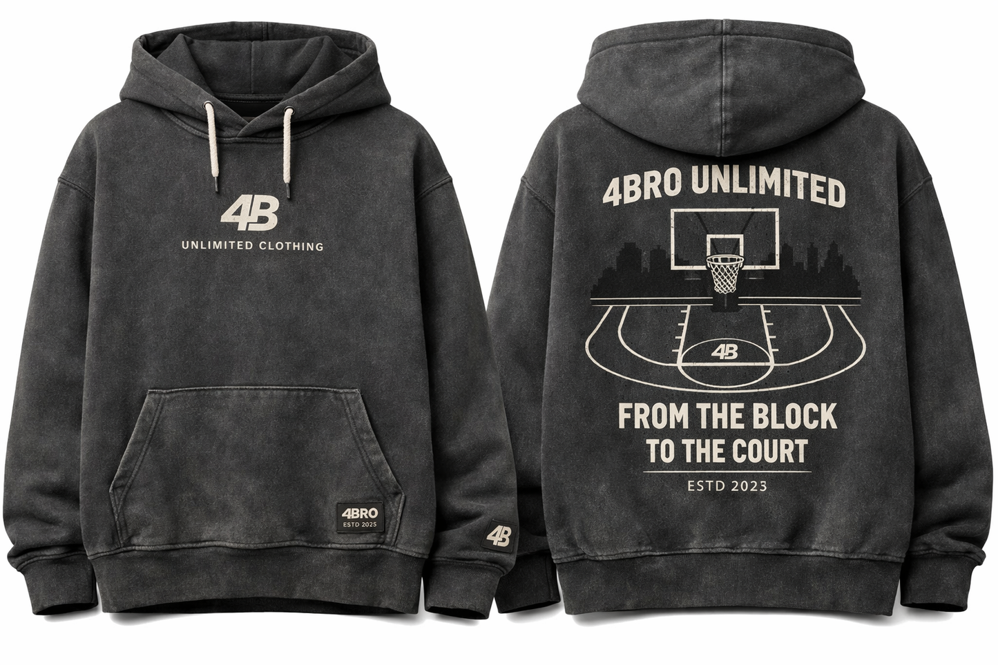 Sweat a capuche "from the block to the court"