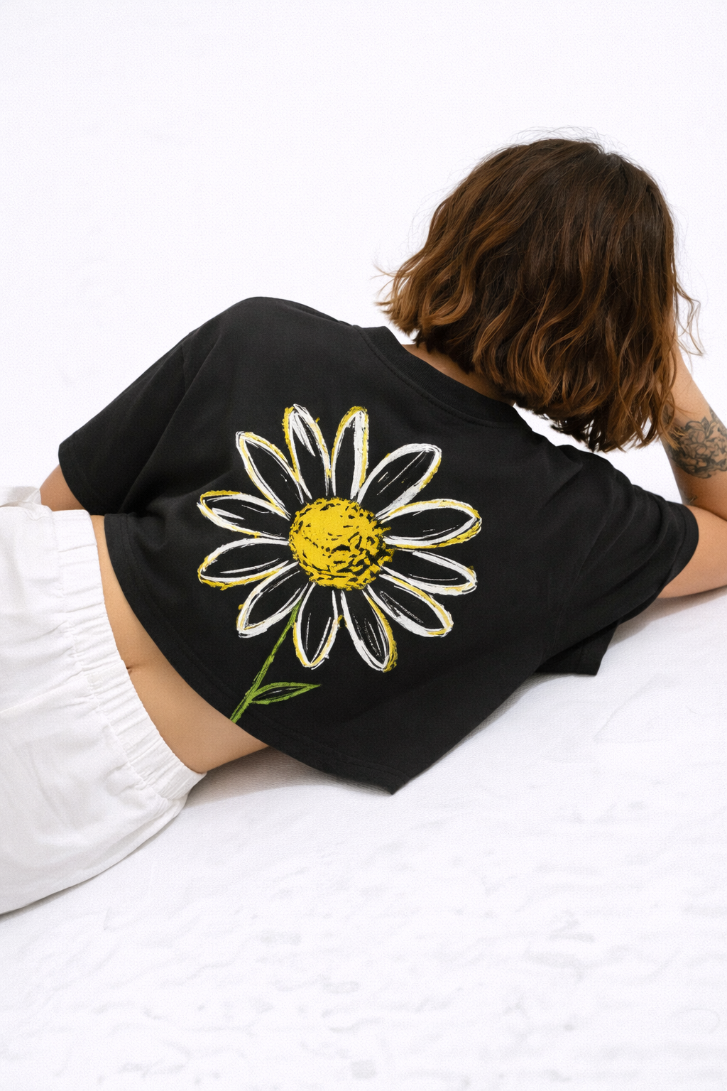 T-shirt crop top "flowers"