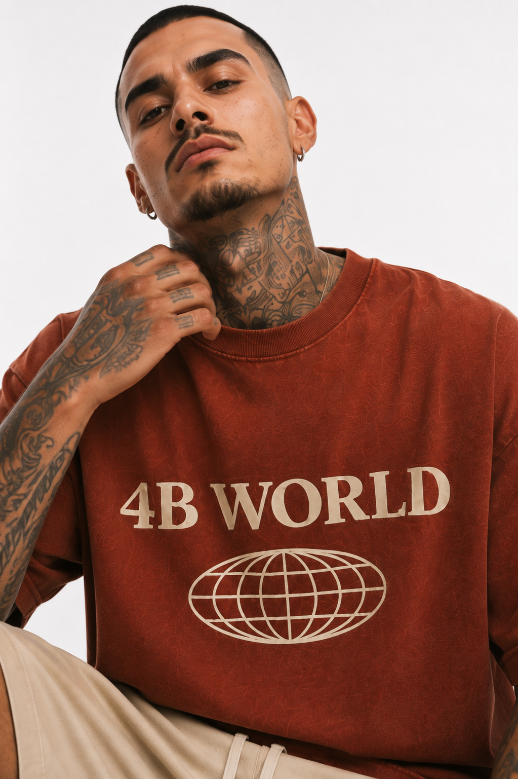 T-shirt Oversize Homme 4B World – Vitruvian B-Ball – Rouille