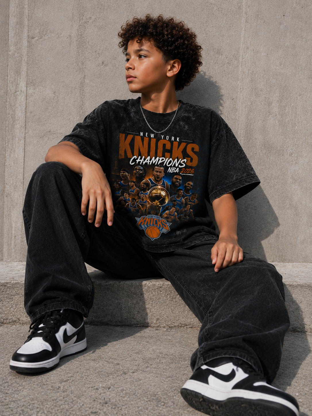 T-shirt manches courtes oversize "NY champs"