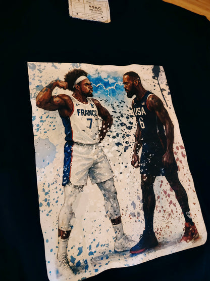 T-shirt collection "Créa by 4bro" LeBron vs Yabusele