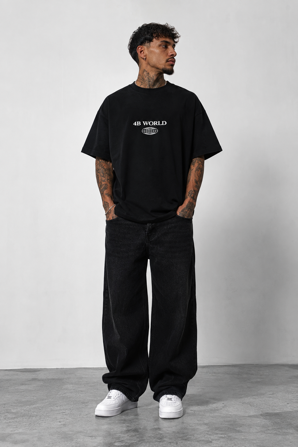 T-shirt Oversize Homme 4B World – Built For The Game – Noir
