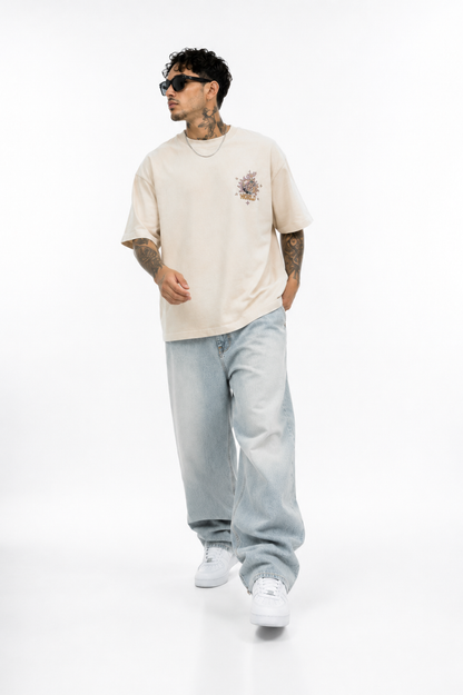 T-shirt 4B World white cream | Streetwear Oversize