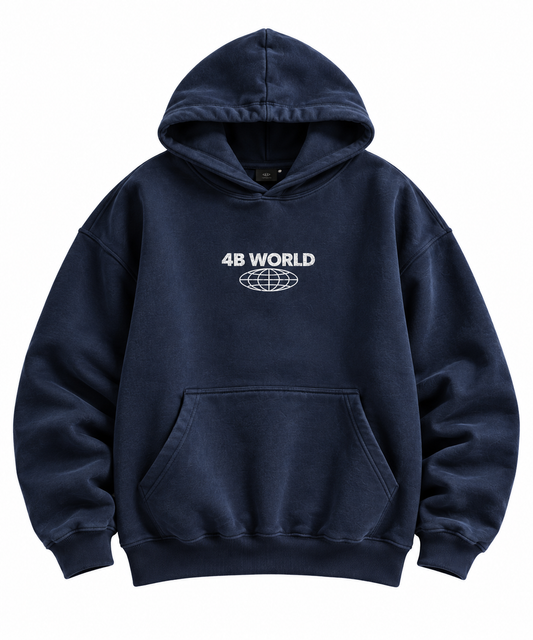 Sweat à capuche oversize bleu marine 4B World – 4BRO | Streetwear Basketball
