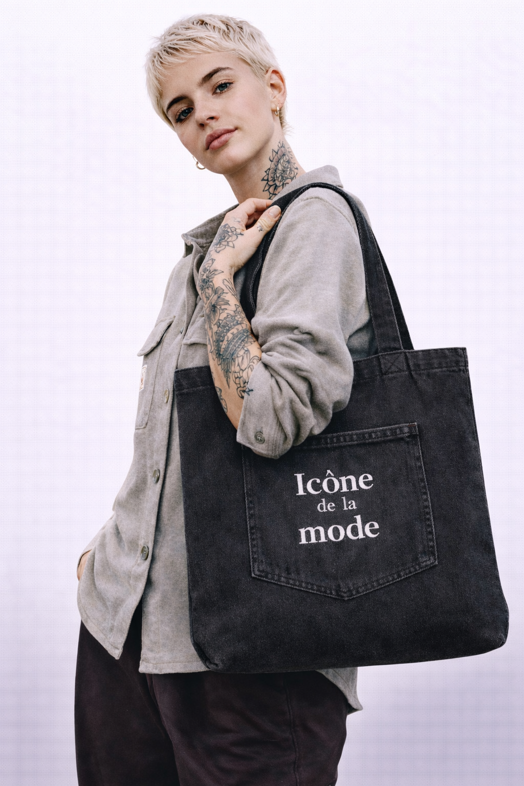 Totebag jeans "icône de la mode"