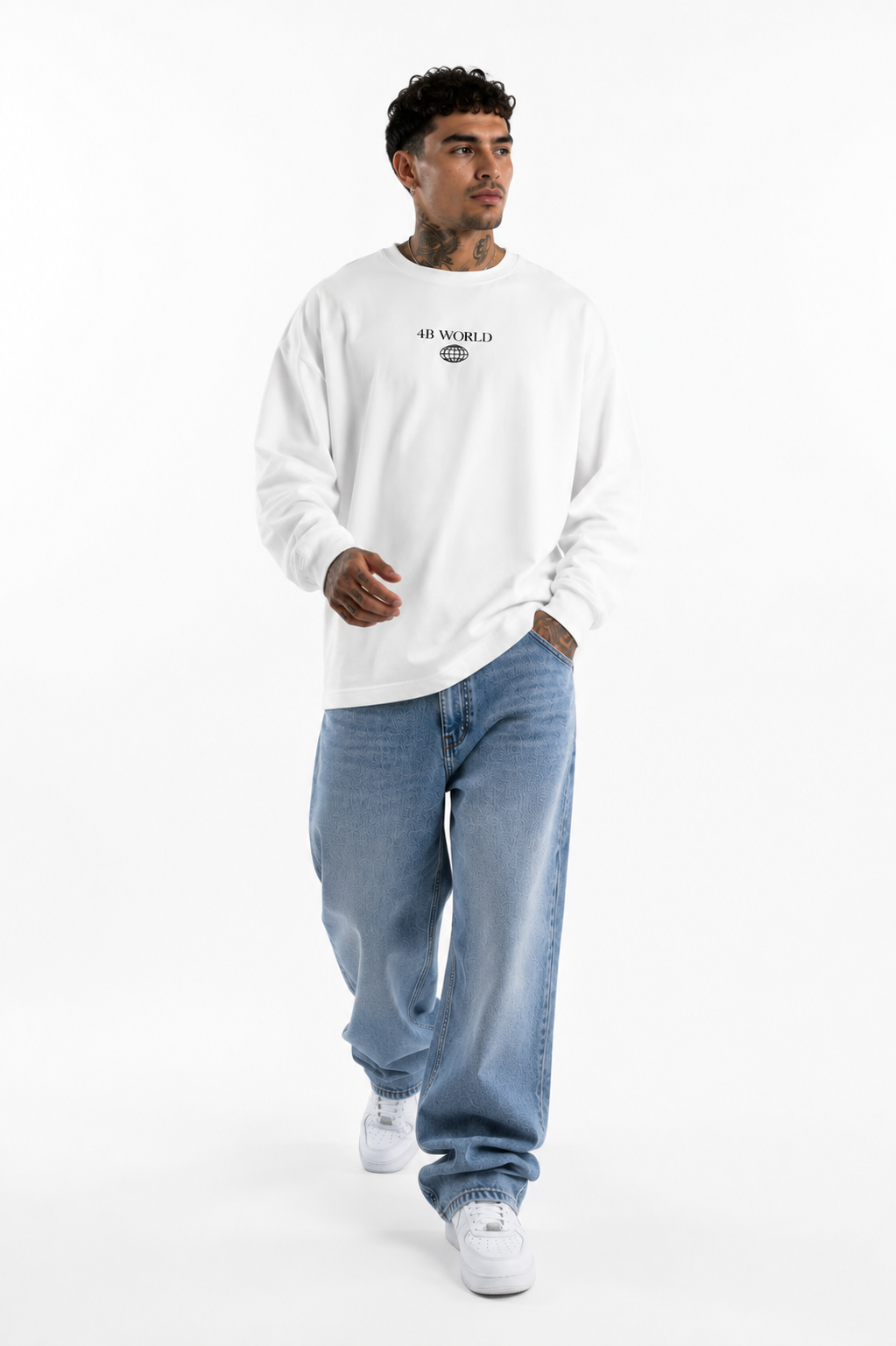 Sweat Oversize Blanc 4B World Beyond Boundaries | 4B Unlimited Clothing
