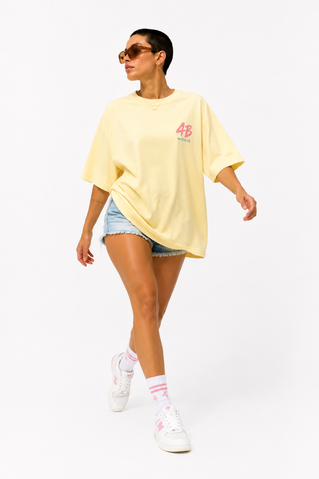 T-shirt Oversize 4B World Summer Jaune | 4B Unlimited Clothing