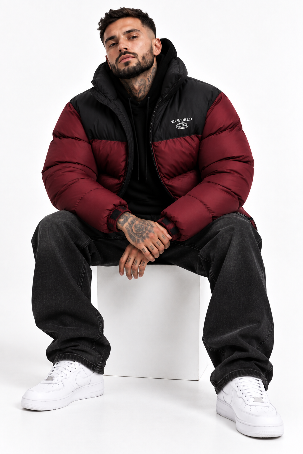 Doudoune Homme Noire & Bordeaux – 4B World