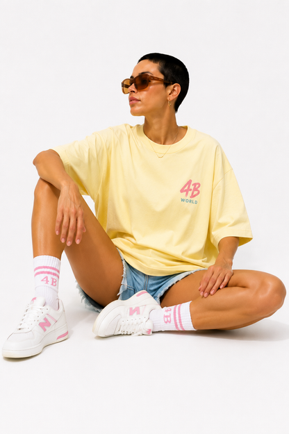 T-shirt Oversize 4B World Summer Jaune | 4B Unlimited Clothing