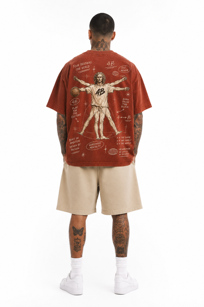 T-shirt Oversize Homme 4B World – Vitruvian B-Ball – Rouille