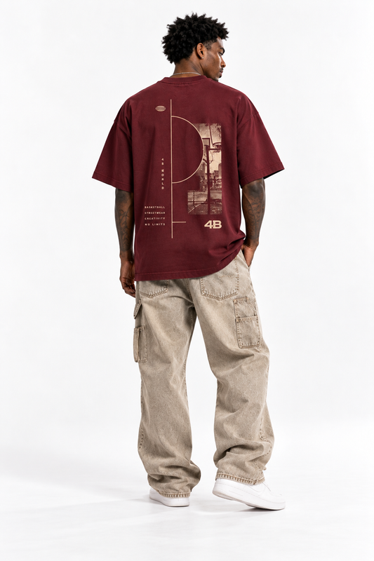T-shirt Oversize Bordeaux – 4B World Courtside Heritage