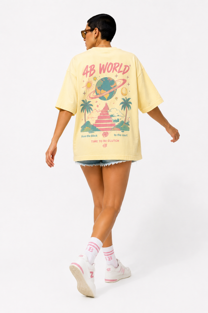 T-shirt Oversize 4B World Summer Jaune | 4B Unlimited Clothing