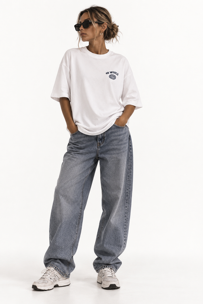 T-shirt Oversize 4B World Pearl – Blanc