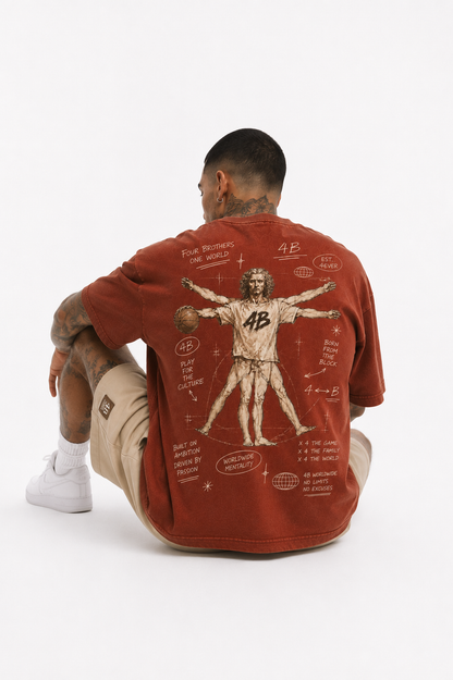 T-shirt Oversize Homme 4B World – Vitruvian B-Ball – Rouille