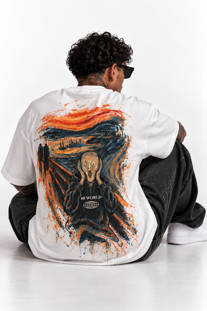 T-shirt Oversize 4B World The Scream – Blanc