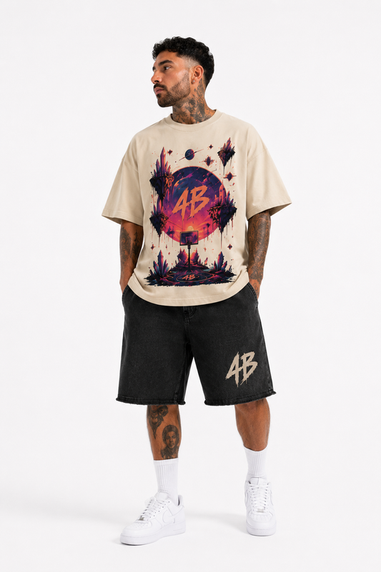 Ensemble tshirt/short " Cosmic hoop sand & shadow"