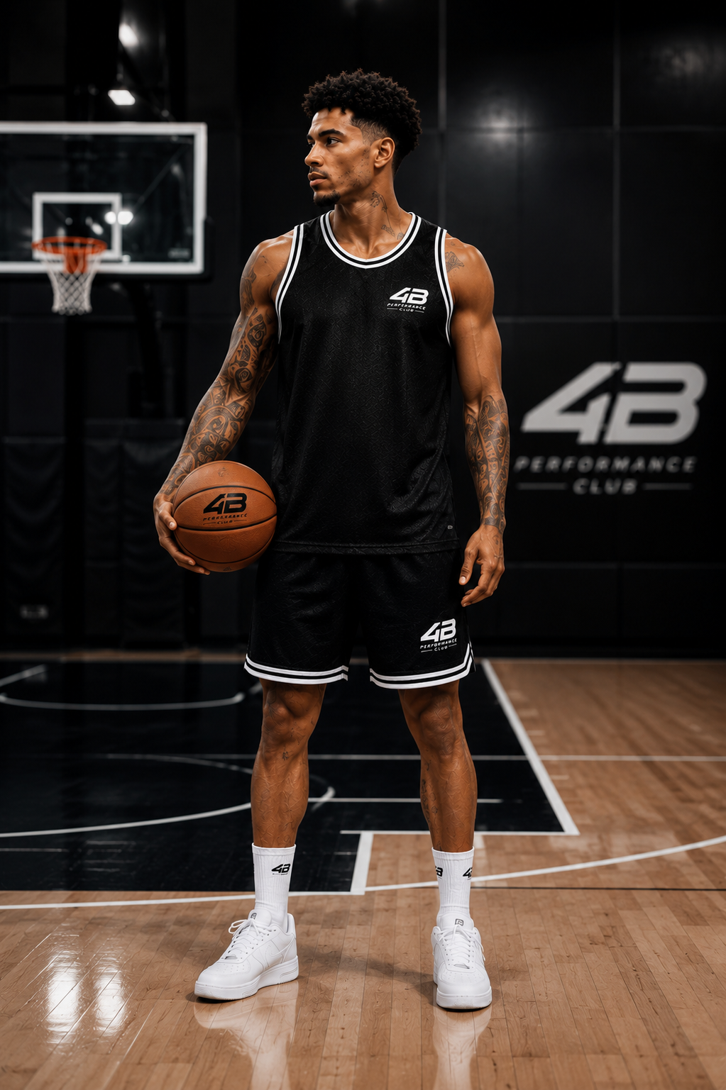 Ensemble Basketball Homme 4B Performance Club – Rain or Shine – Noir