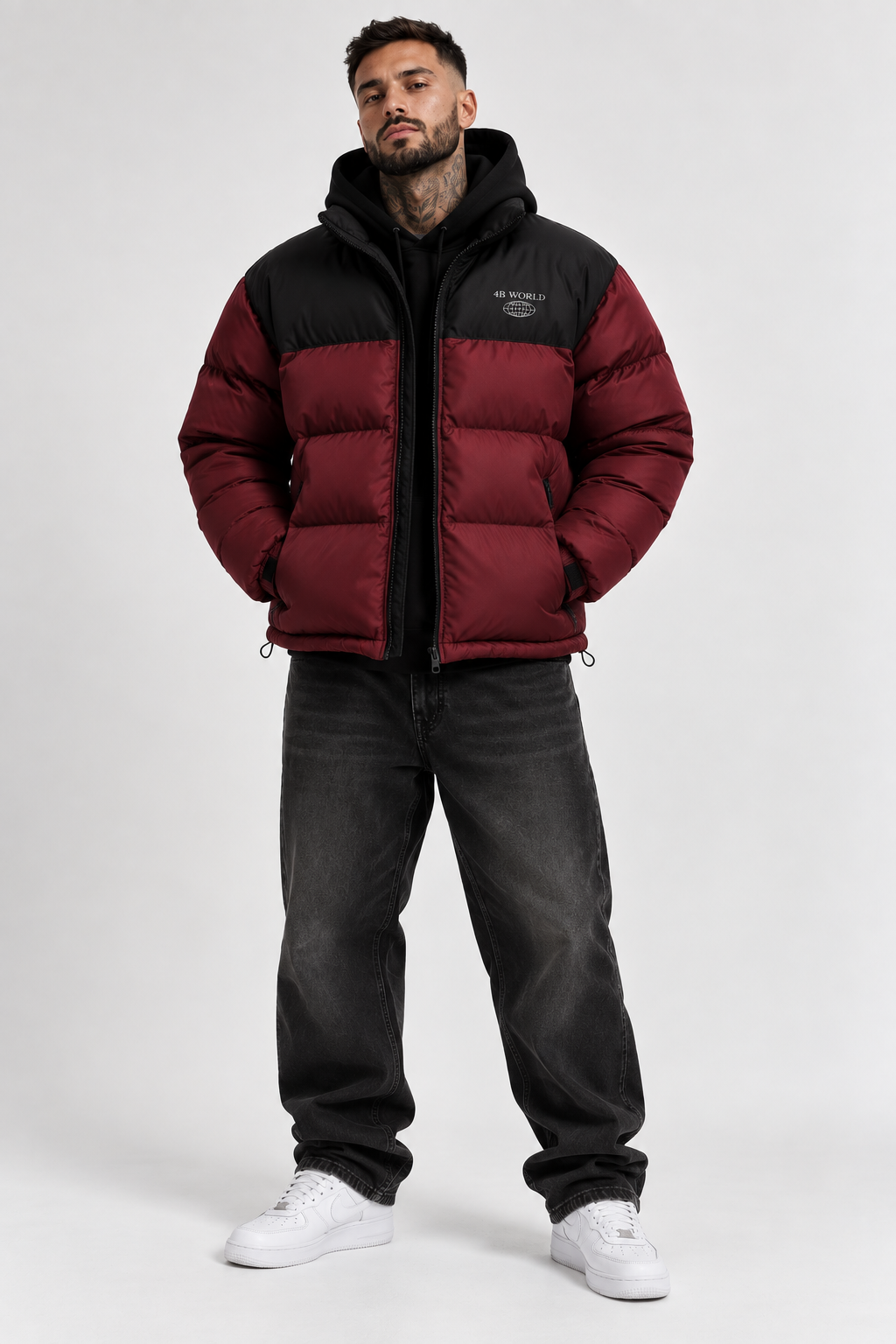 Doudoune Homme Noire & Bordeaux – 4B World