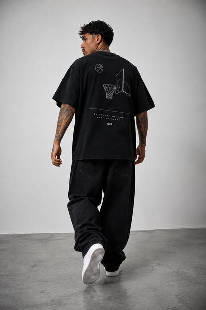 T-shirt Oversize Homme 4B World – Built For The Game – Noir