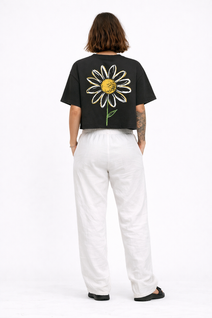 T-shirt crop top "flowers"