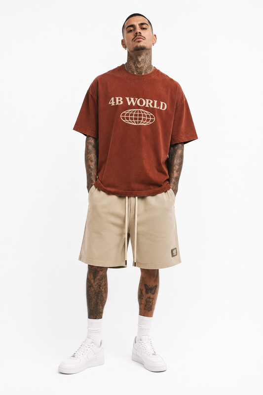 T-shirt Oversize Homme 4B World – Vitruvian B-Ball – Rouille