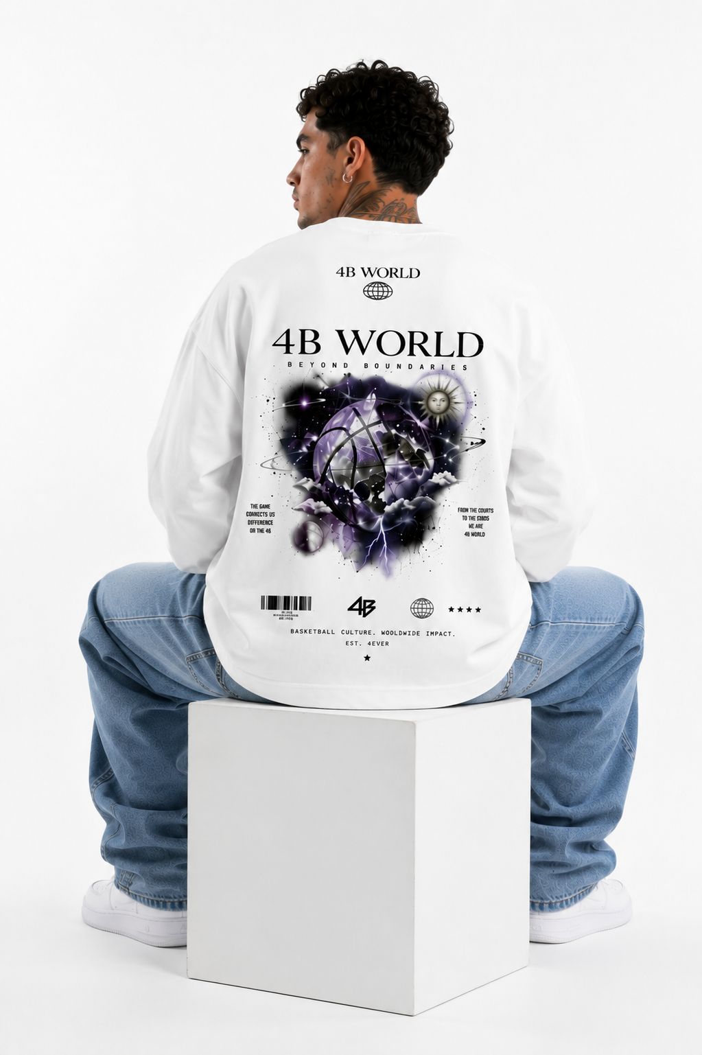 Sweat Oversize Blanc 4B World Beyond Boundaries | 4B Unlimited Clothing