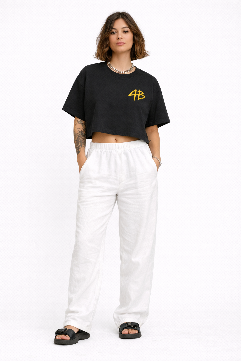 T-shirt crop top "flowers"