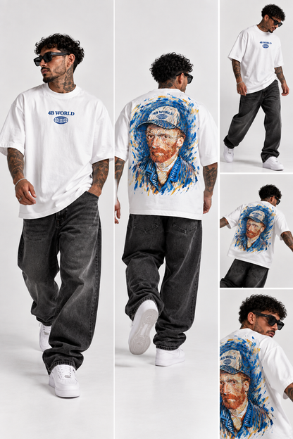 T-shirt Oversize Homme 4B World Vincent – Blanc
