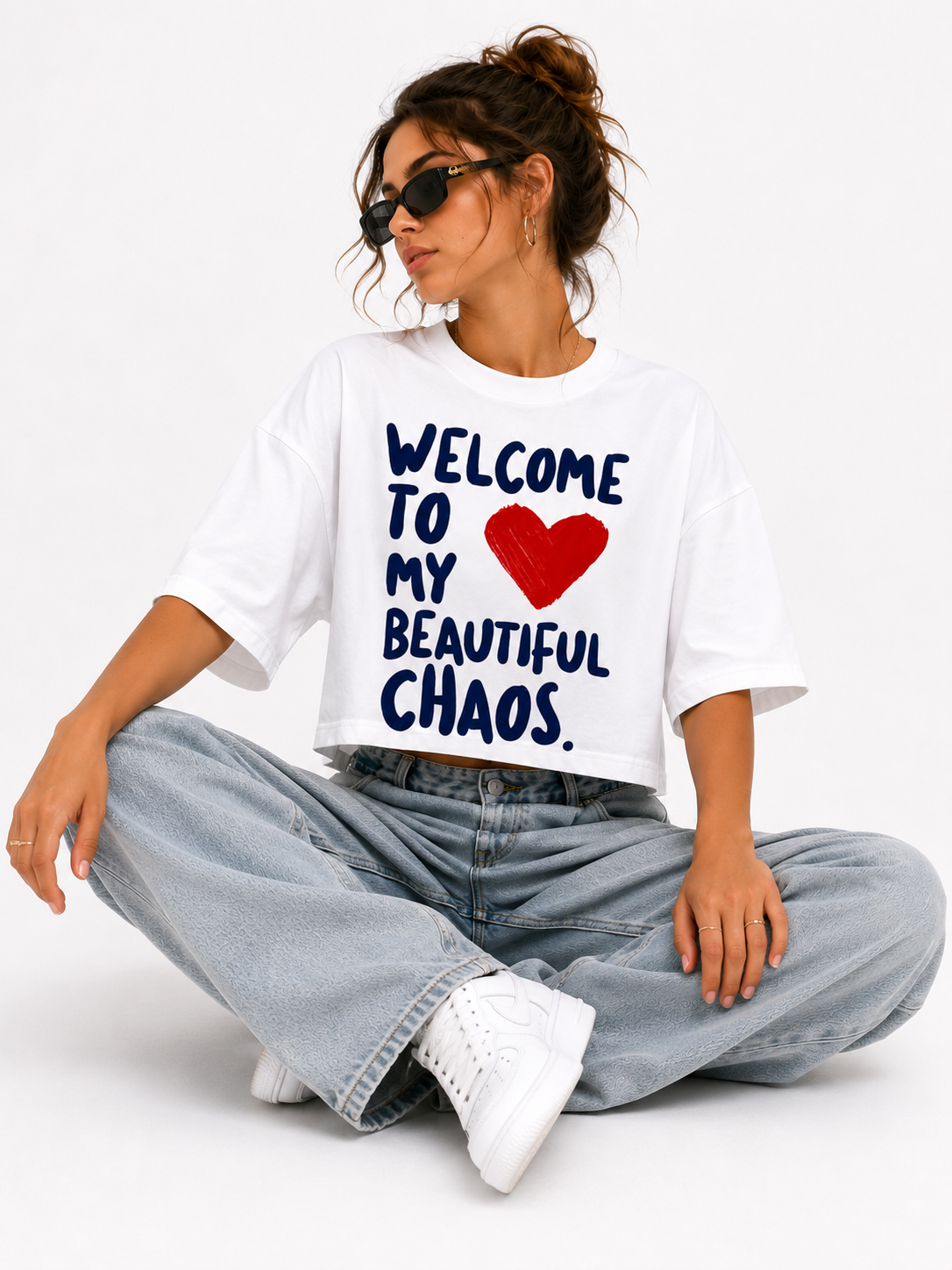 Tshirt manches courtes crop top "chaos"
