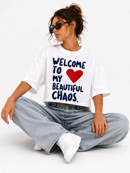 Tshirt manches courtes crop top "chaos"