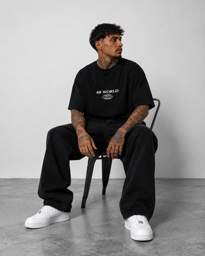 T-shirt Oversize Homme 4B World – Built For The Game – Noir