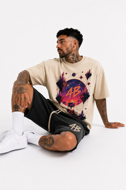 Ensemble tshirt/short " Cosmic hoop sand & shadow"