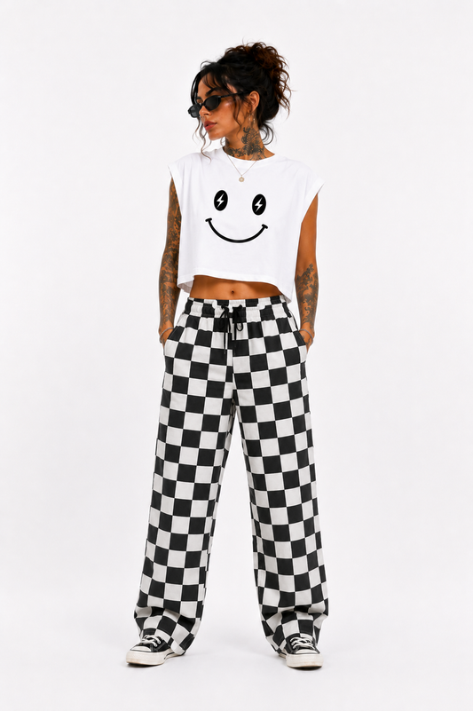 T-shirt sans manche crop top "smiley"