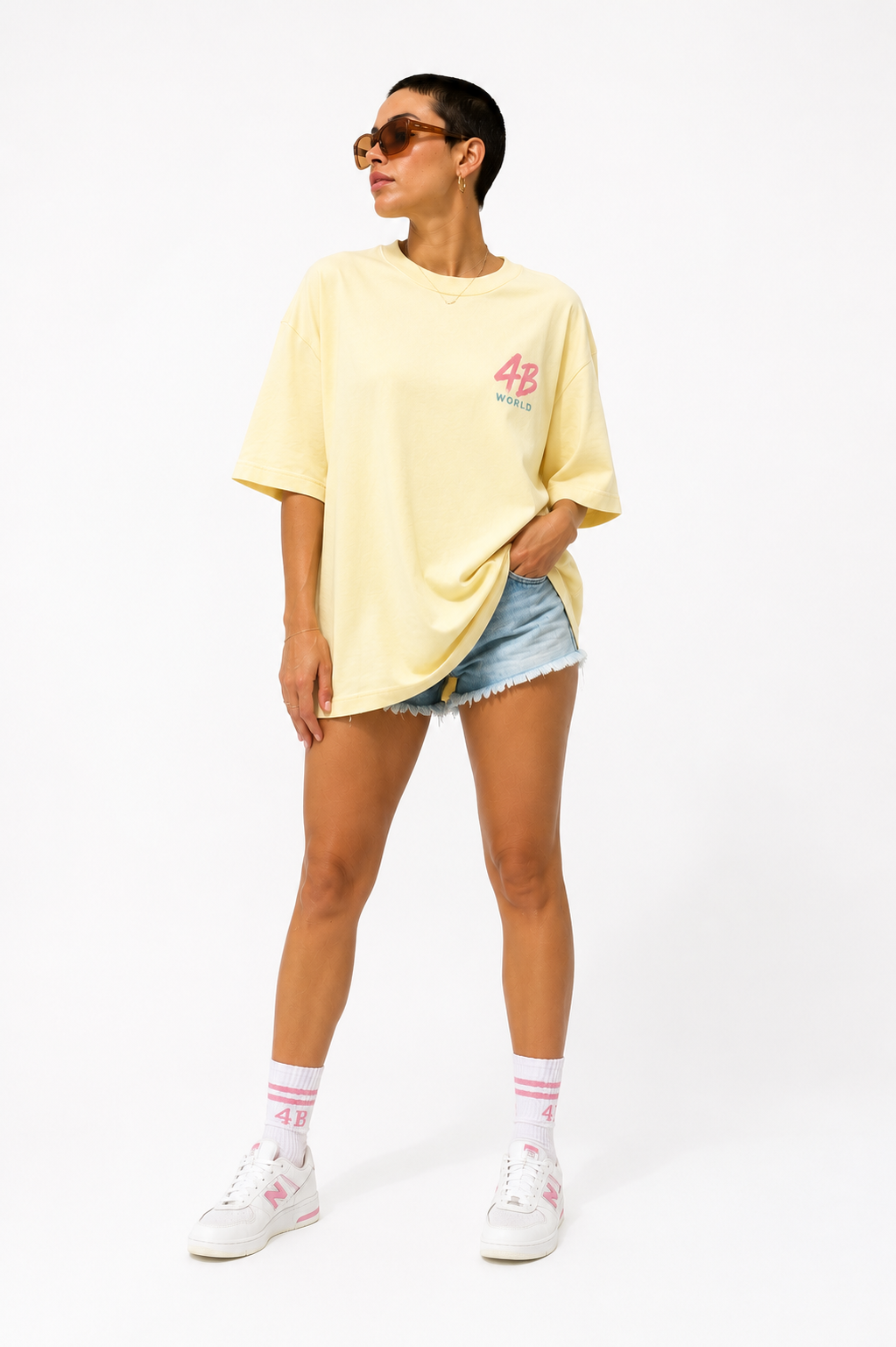 T-shirt Oversize 4B World Summer Jaune | 4B Unlimited Clothing