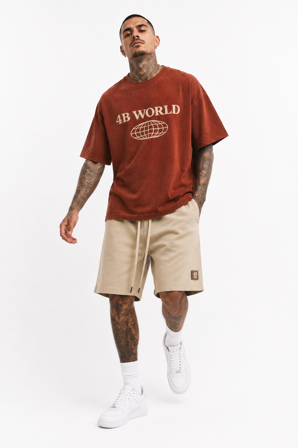 T-shirt Oversize Homme 4B World – Vitruvian B-Ball – Rouille
