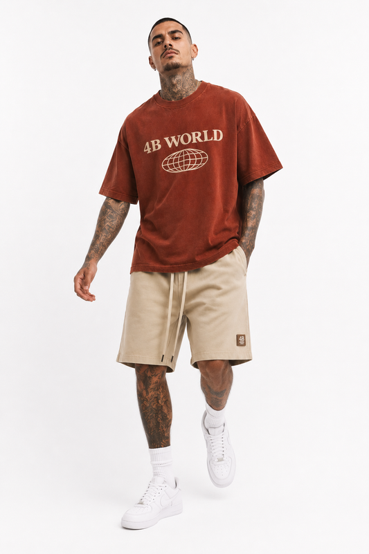 T-shirt Oversize Homme 4B World – Vitruvian B-Ball – Rouille