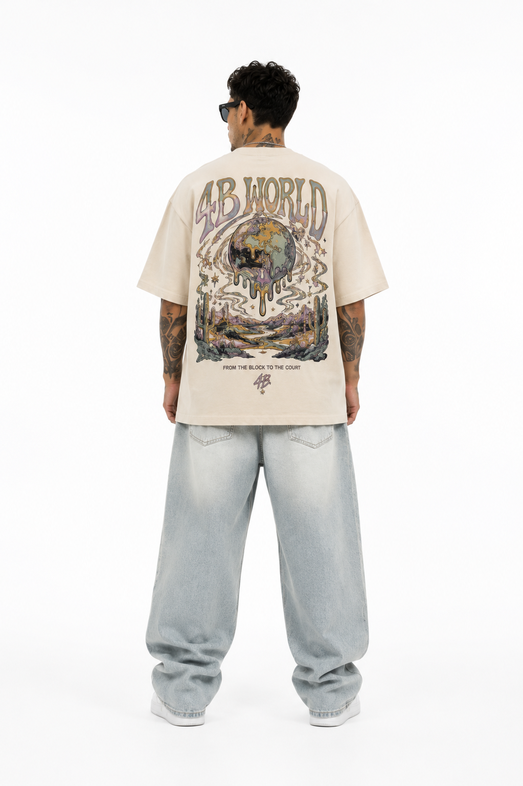 T-shirt 4B World white cream | Streetwear Oversize
