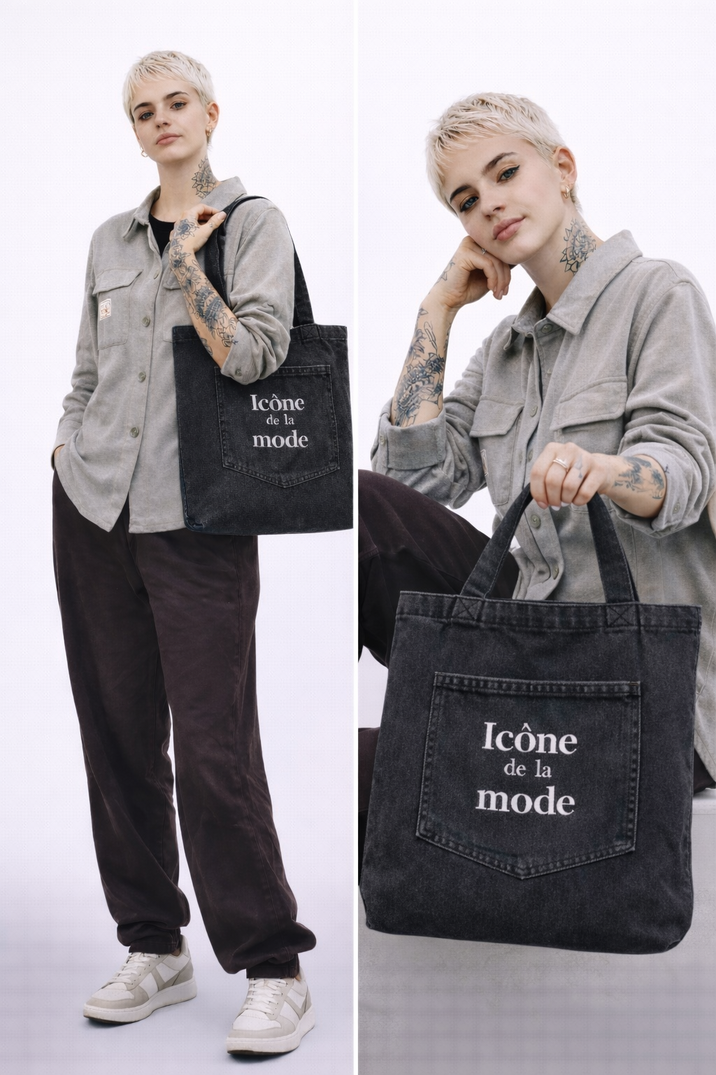 Totebag jeans "icône de la mode"
