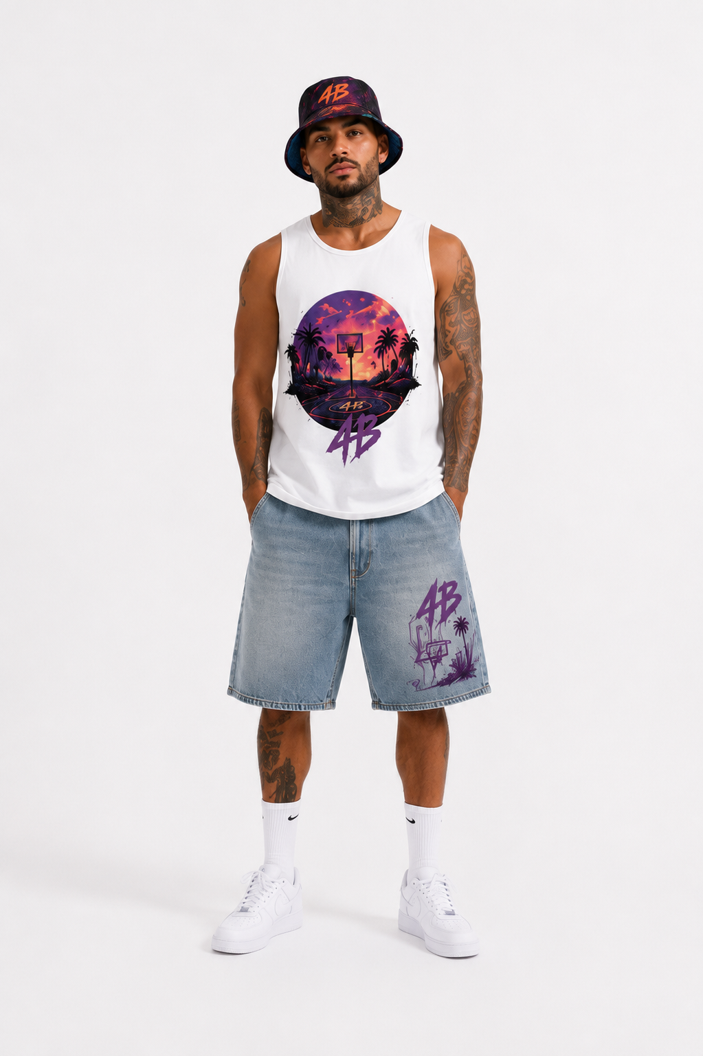 Ensemble débardeur/shorts " Cosmic white edition"@