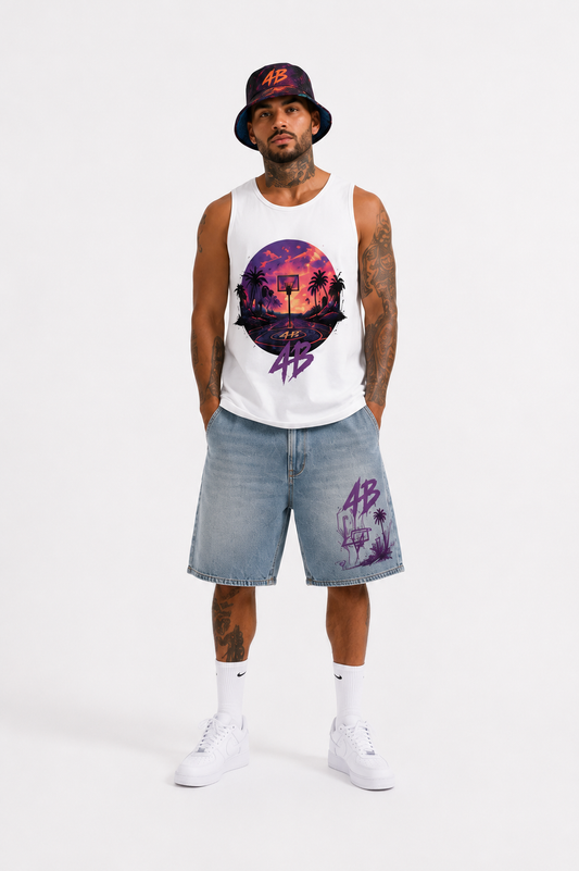 Ensemble débardeur/shorts " Cosmic white edition"@