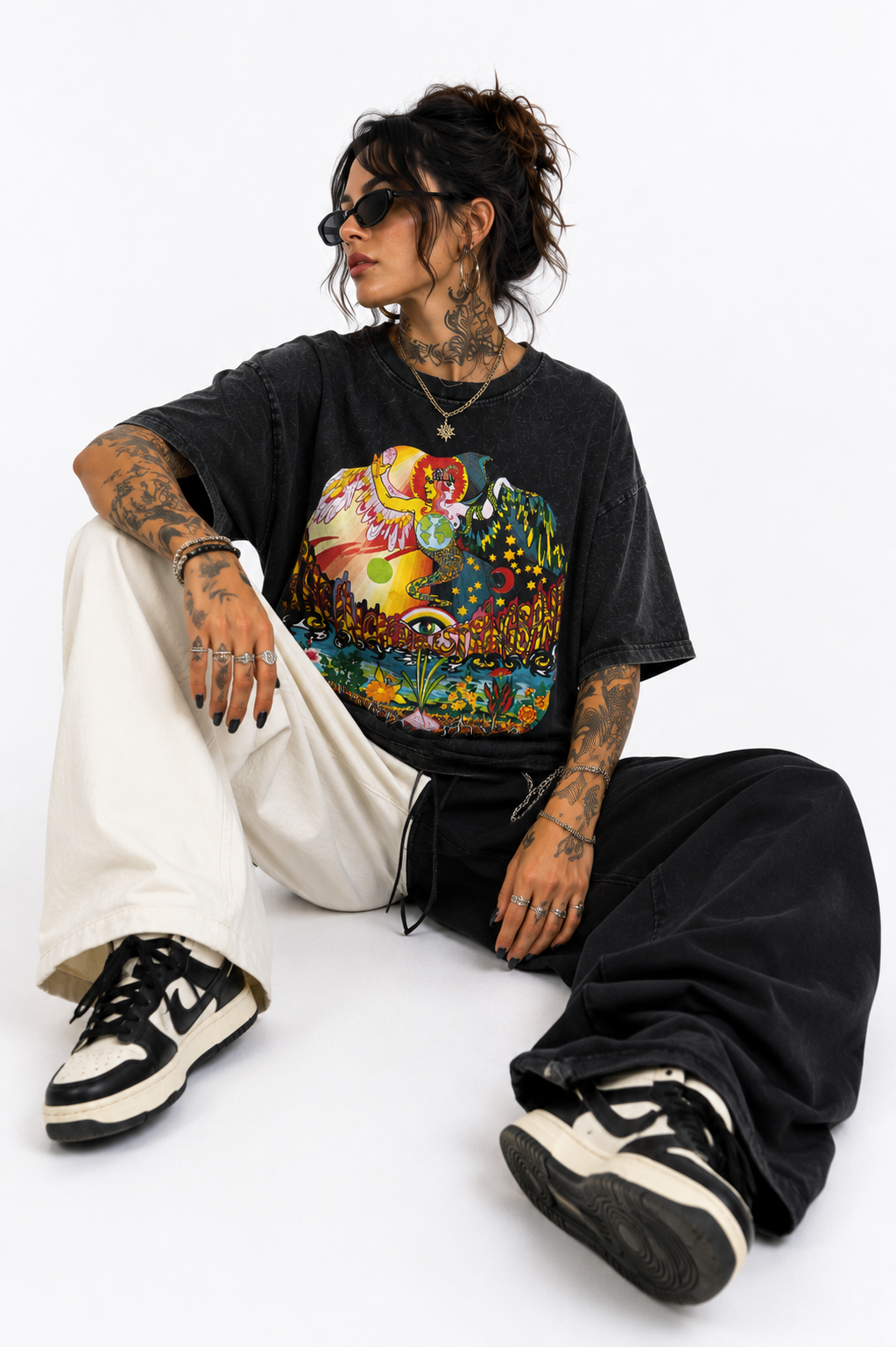 T-shirt oversize "the rock mum band"
