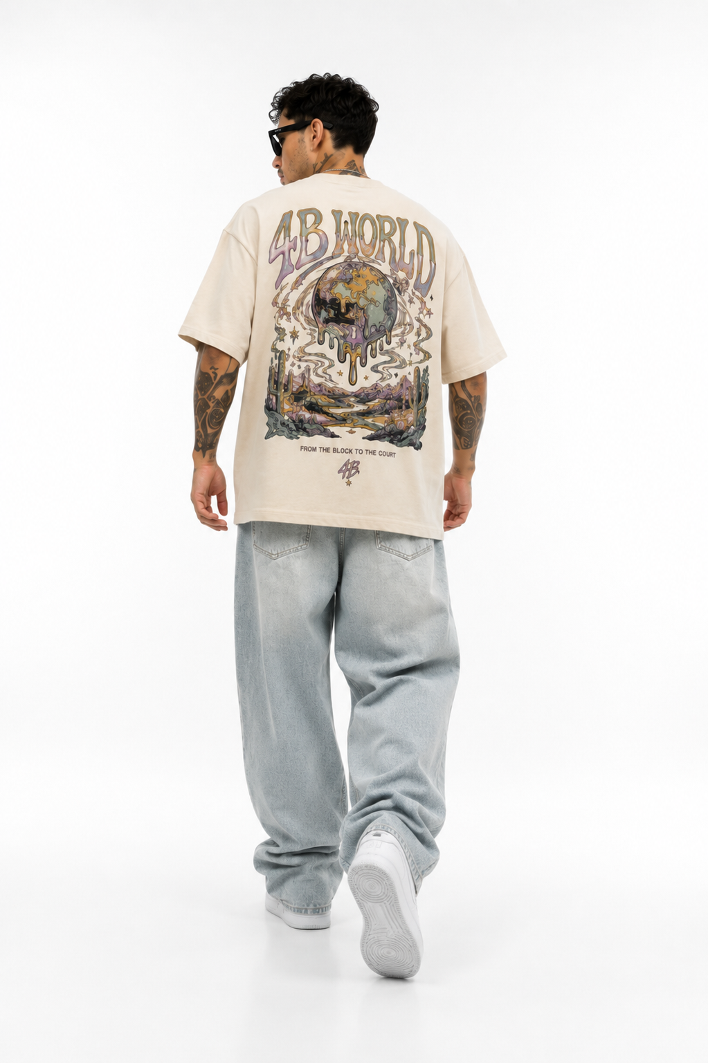 T-shirt 4B World white cream | Streetwear Oversize