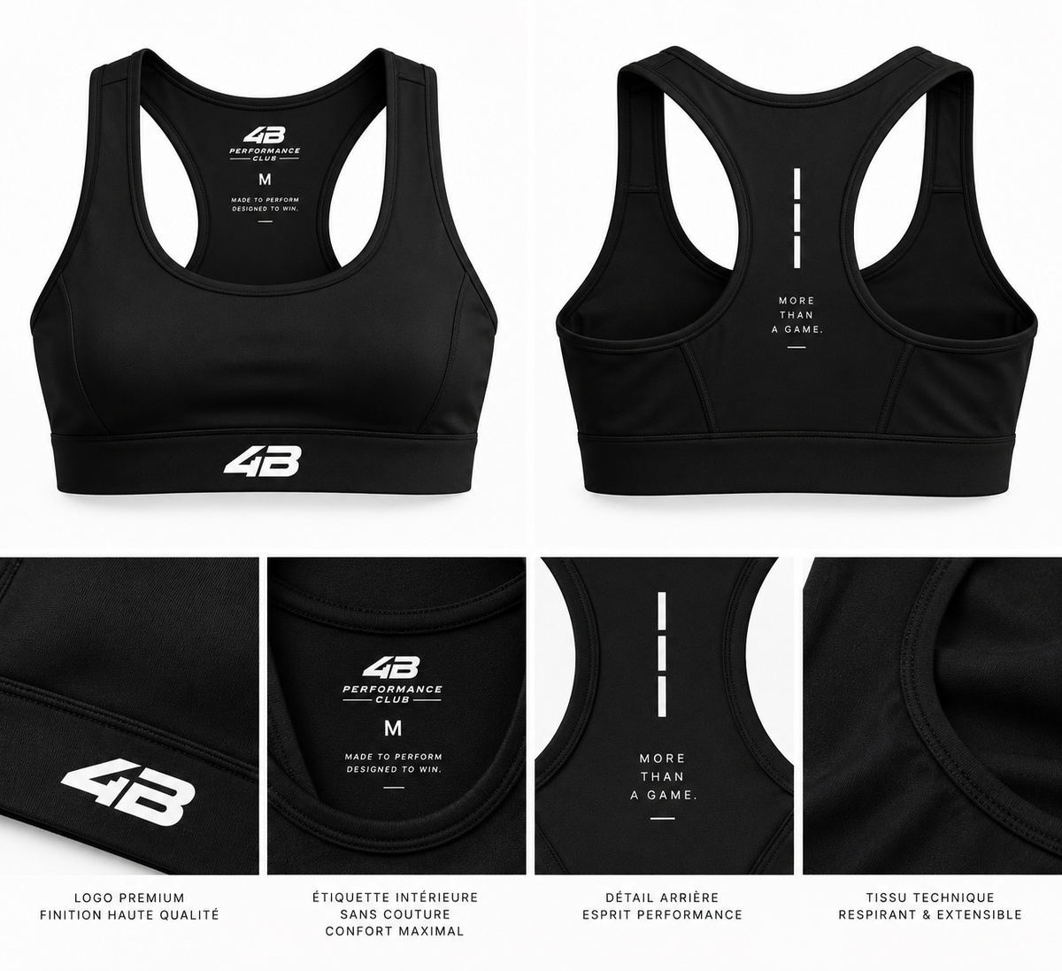 Brassière de Sport Femme 4B Performance Club – Black