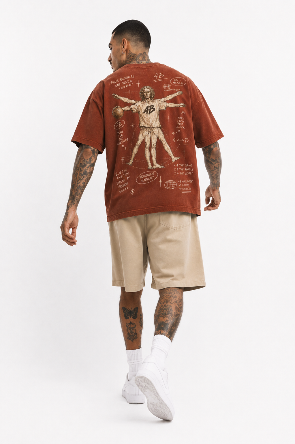 T-shirt Oversize Homme 4B World – Vitruvian B-Ball – Rouille