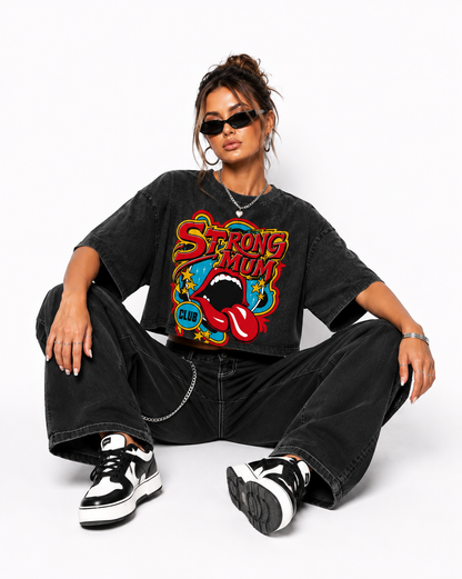T-shirt crop top #strong mum club"