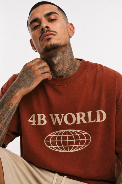 T-shirt Oversize Homme 4B World – Vitruvian B-Ball – Rouille