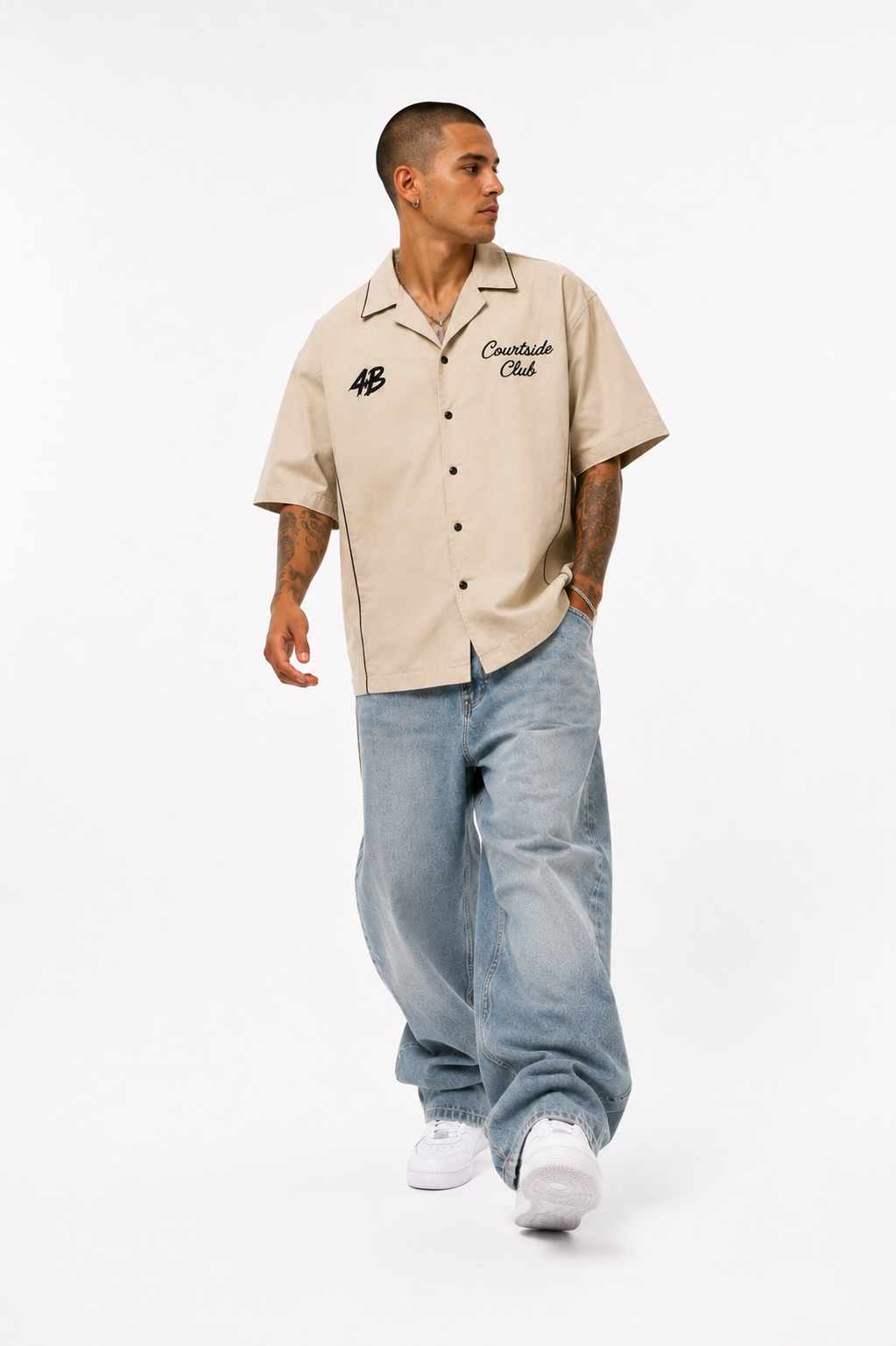Chemise Oversize Courtside Club Beige | 4B Unlimited Clothing