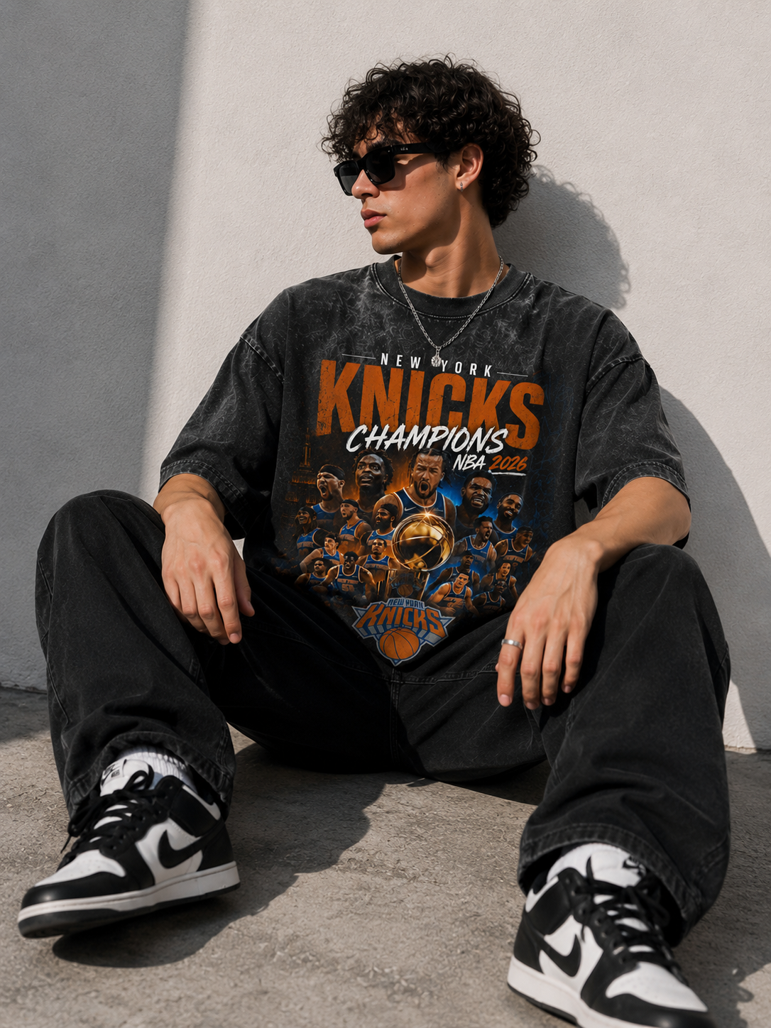 T-shirt manches courtes oversize "NY champs"